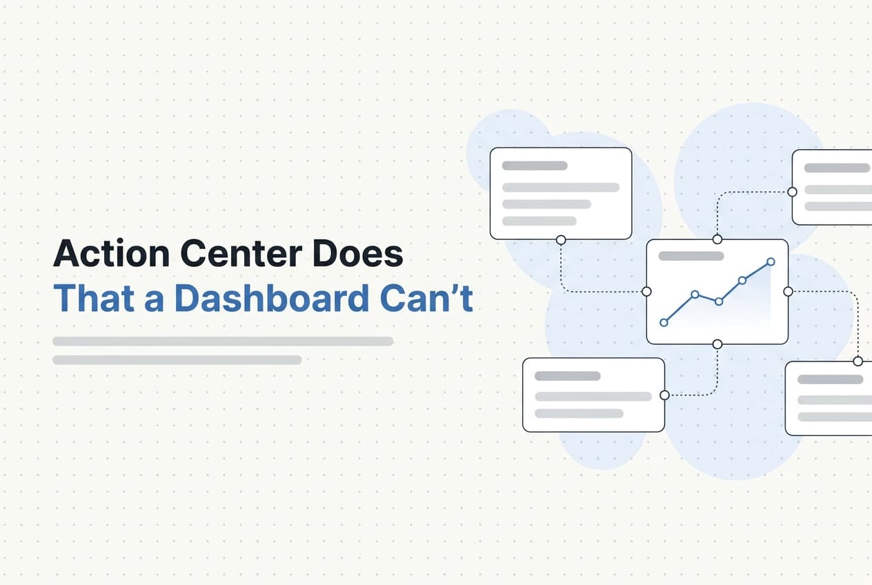 Professional header image for comparison analysis: What a CRM's Action Center Does That a Dashboard Can't