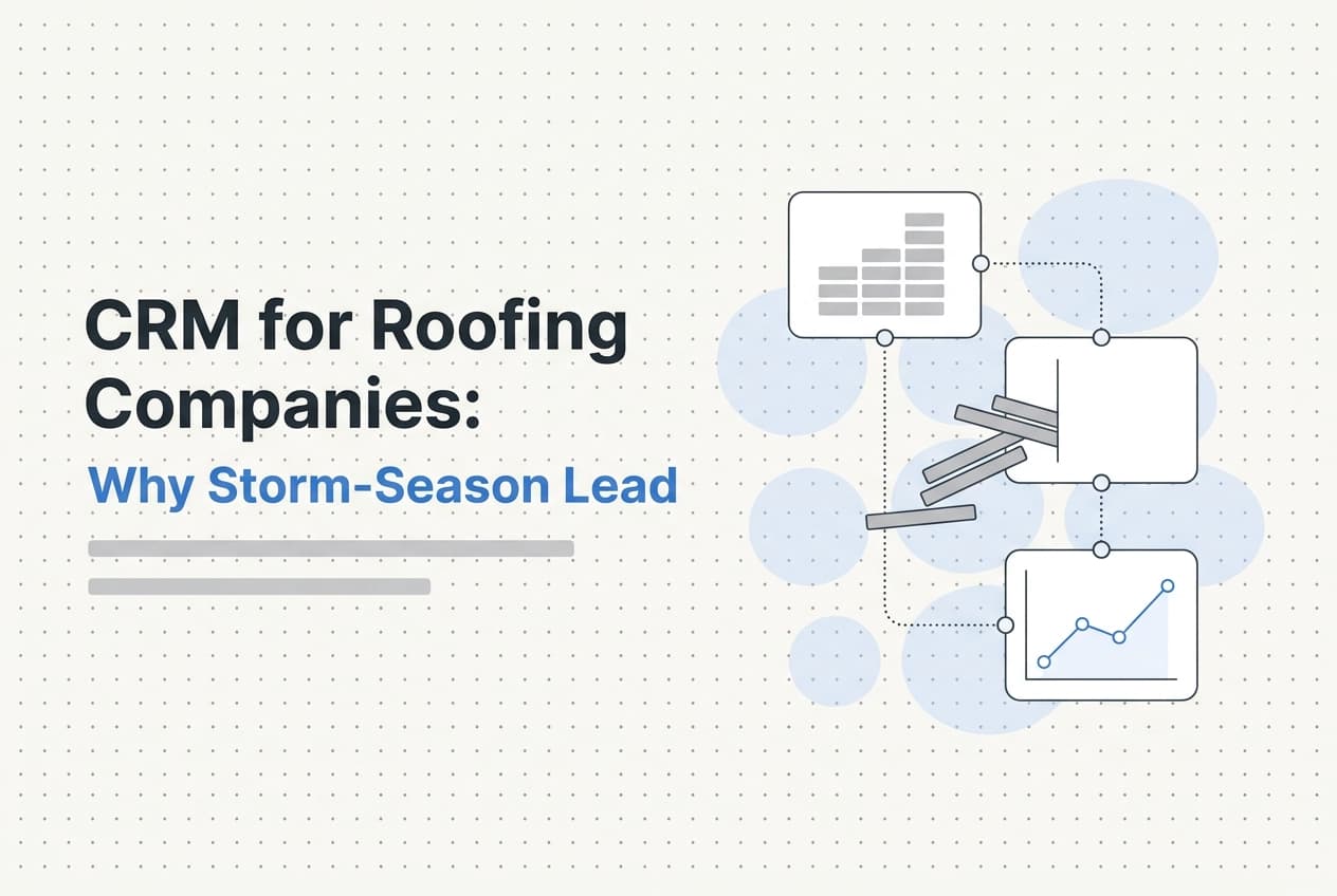 Professional header image for industry analysis: CRM for Roofing Companies: Why Storm-Season Lead Volume B...